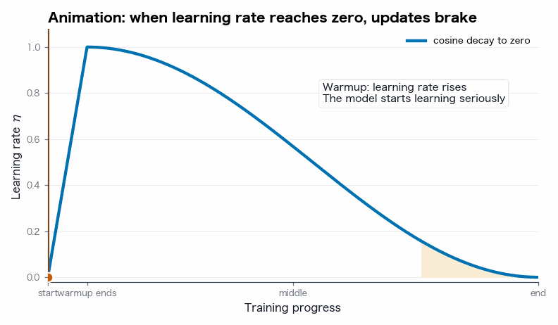 Animated learning rate decay progress